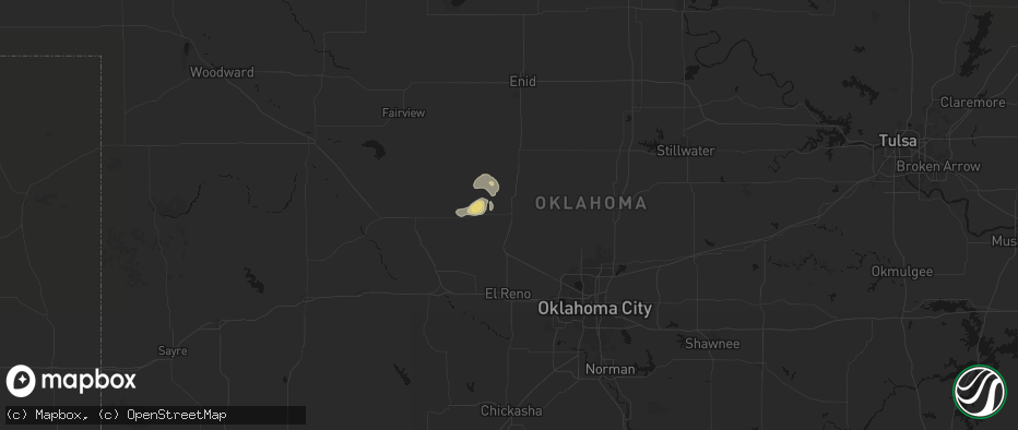 Hail map in Kingfisher, OK on May 26, 2026