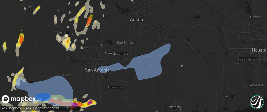 Hail map in Kingsbury, TX on May 26, 2026