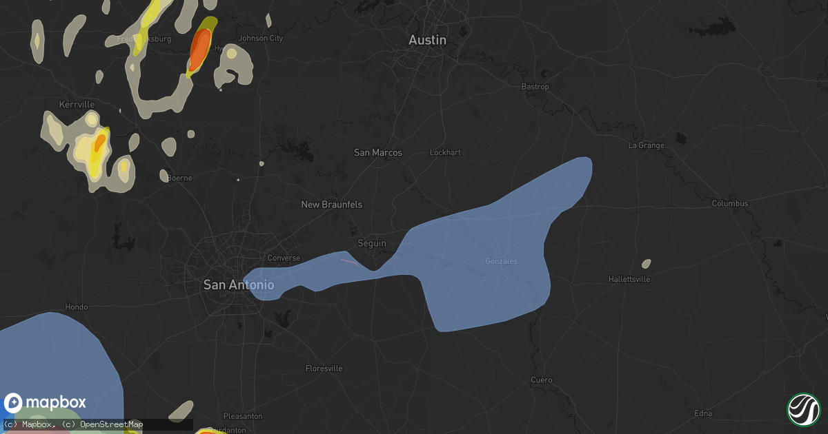 Hail map in Kingsbury, TX on May 26, 2026