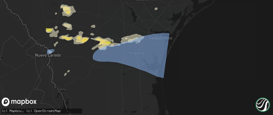 Hail map in Kingsville, TX on May 26, 2026
