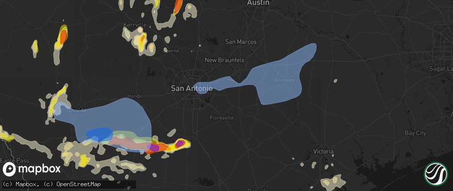 Hail map in La Vernia, TX on May 26, 2026