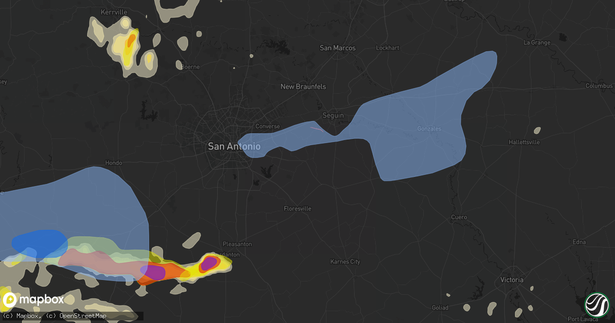 Hail map in La Vernia, TX on May 26, 2026