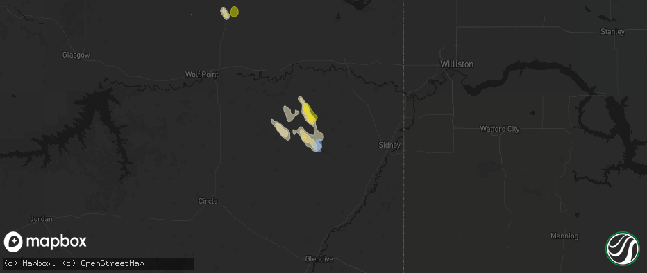 Hail map in Lambert, MT on May 26, 2026