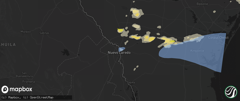 Hail map in Laredo, TX on May 26, 2026