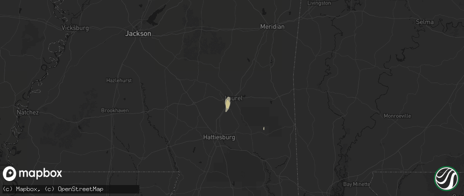 Hail map in Laurel, MS on May 26, 2026