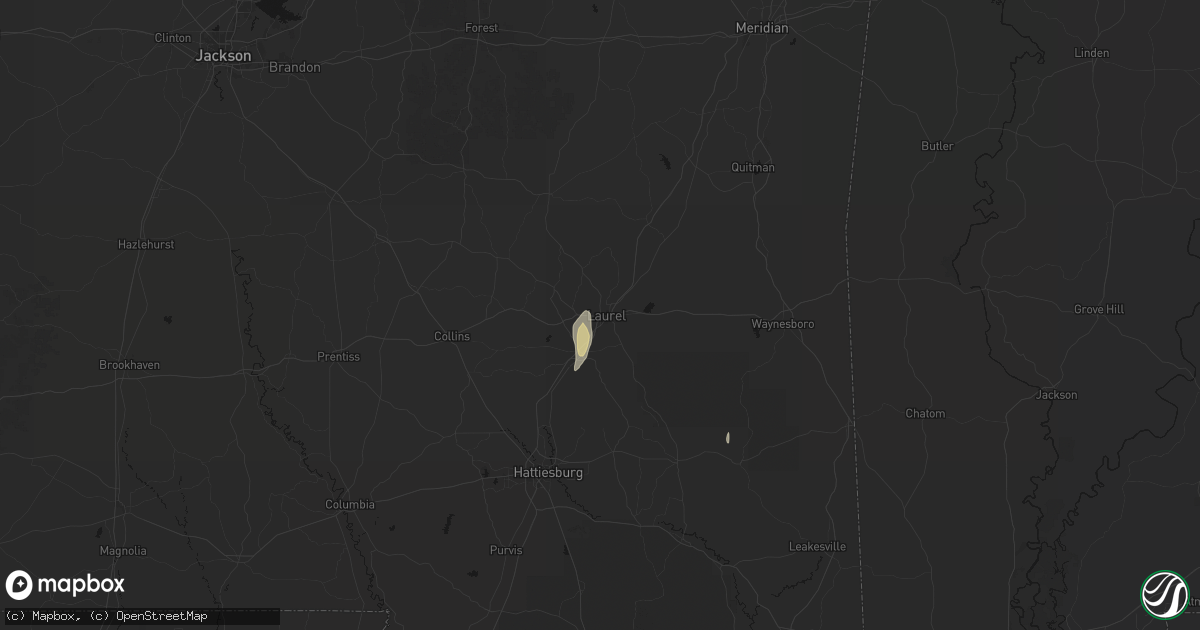 Hail map in Laurel, MS on May 26, 2026