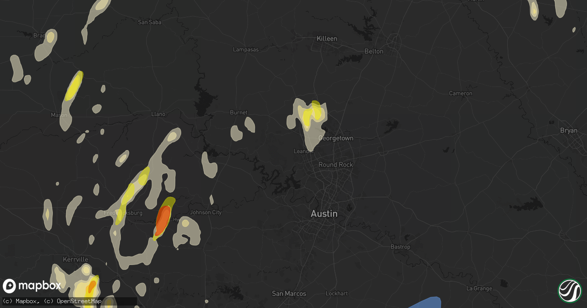 Hail map in Leander, TX on May 26, 2026