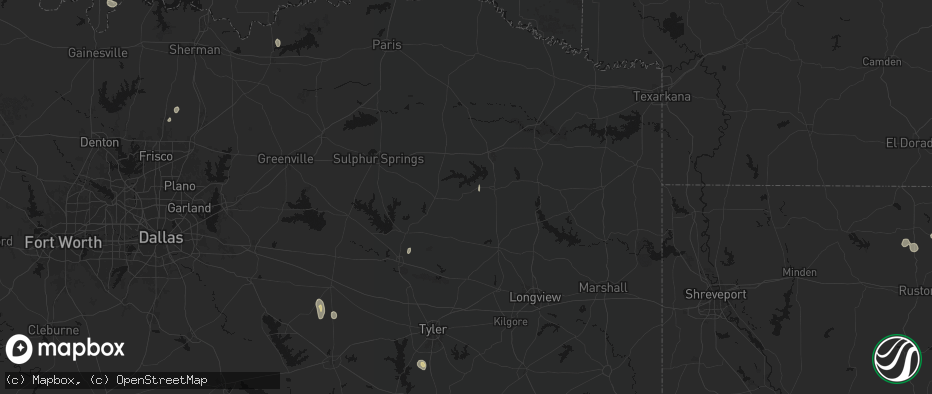 Hail map in Leesburg, TX on May 26, 2026
