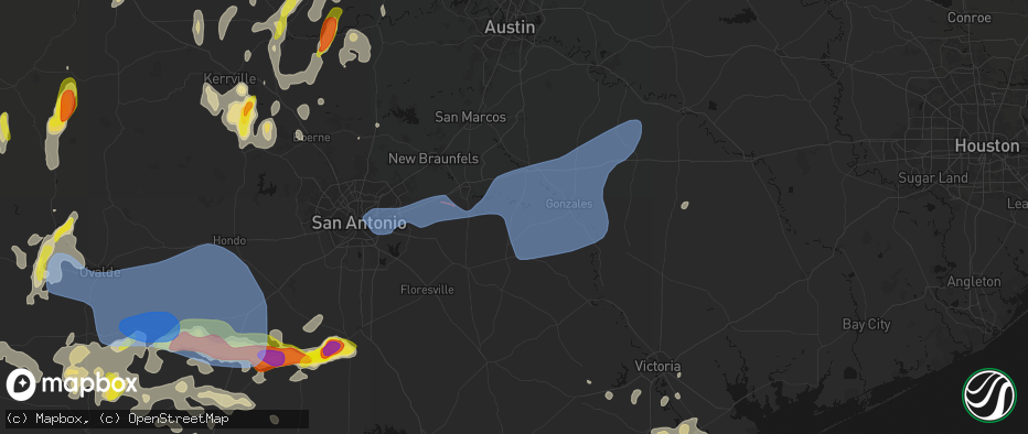 Hail map in Leesville, TX on May 26, 2026