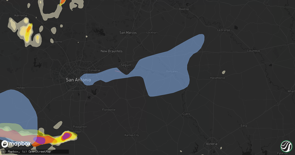 Hail map in Leesville, TX on May 26, 2026
