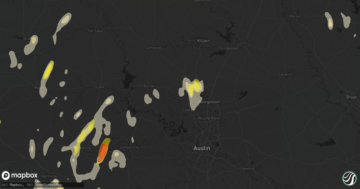 Hail map in Liberty Hill, TX on May 26, 2026
