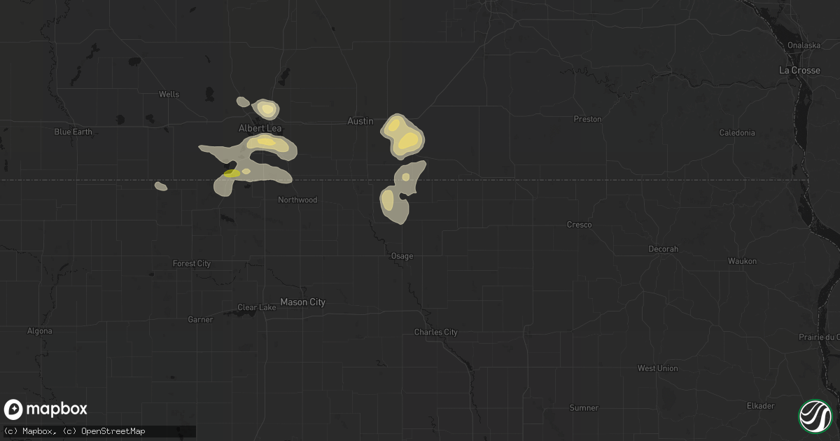 Hail map in Little Cedar, IA on May 26, 2026