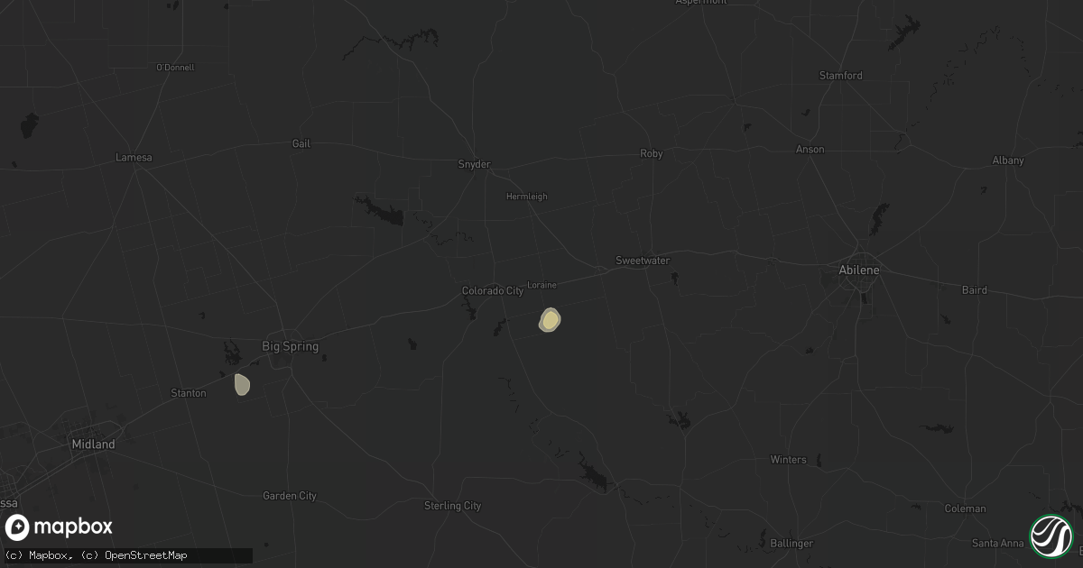 Hail map in Loraine, TX on May 26, 2026