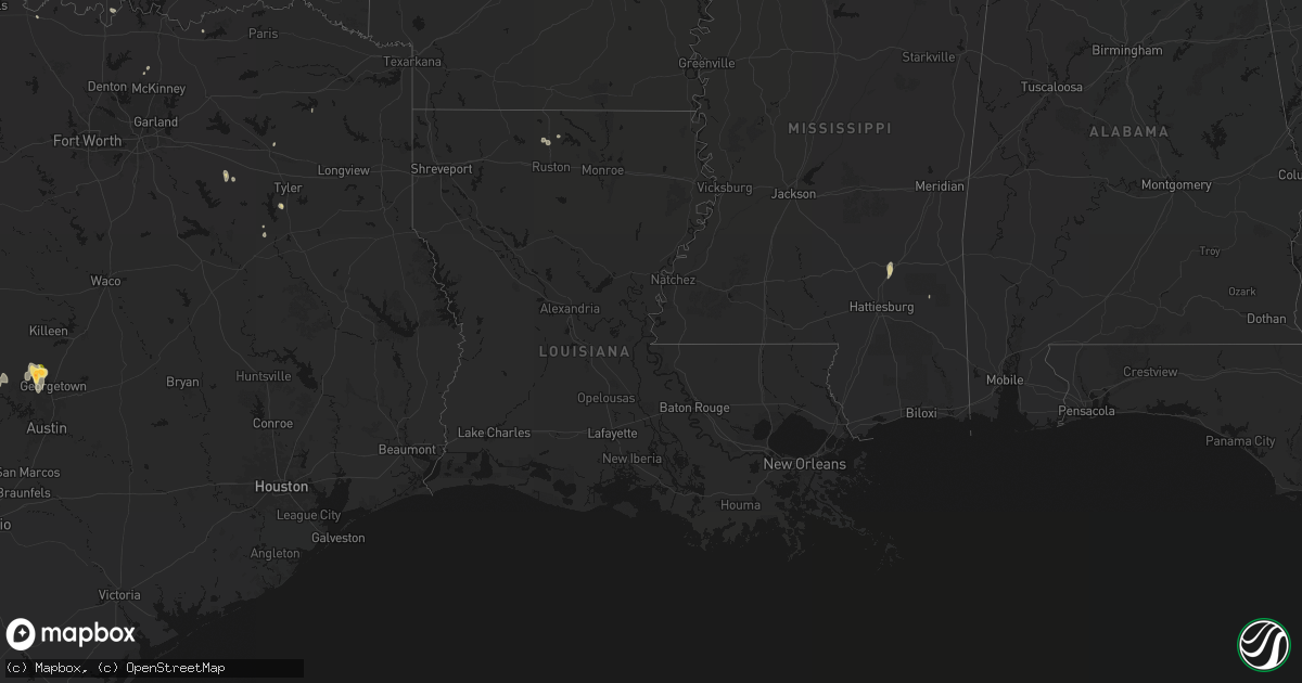 Hail map in Louisiana on May 26, 2026