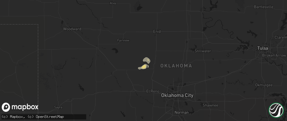 Hail map in Loyal, OK on May 26, 2026