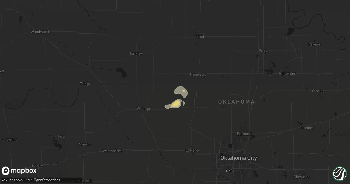 Hail map in Loyal, OK on May 26, 2026