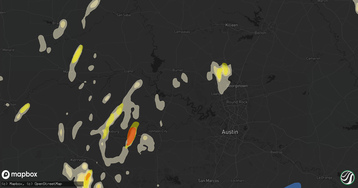 Hail map in Marble Falls, TX on May 26, 2026