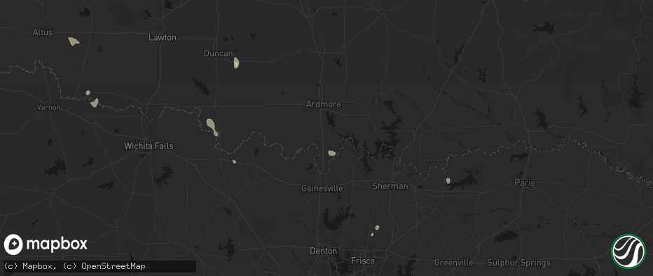 Hail map in Marietta, OK on May 26, 2026