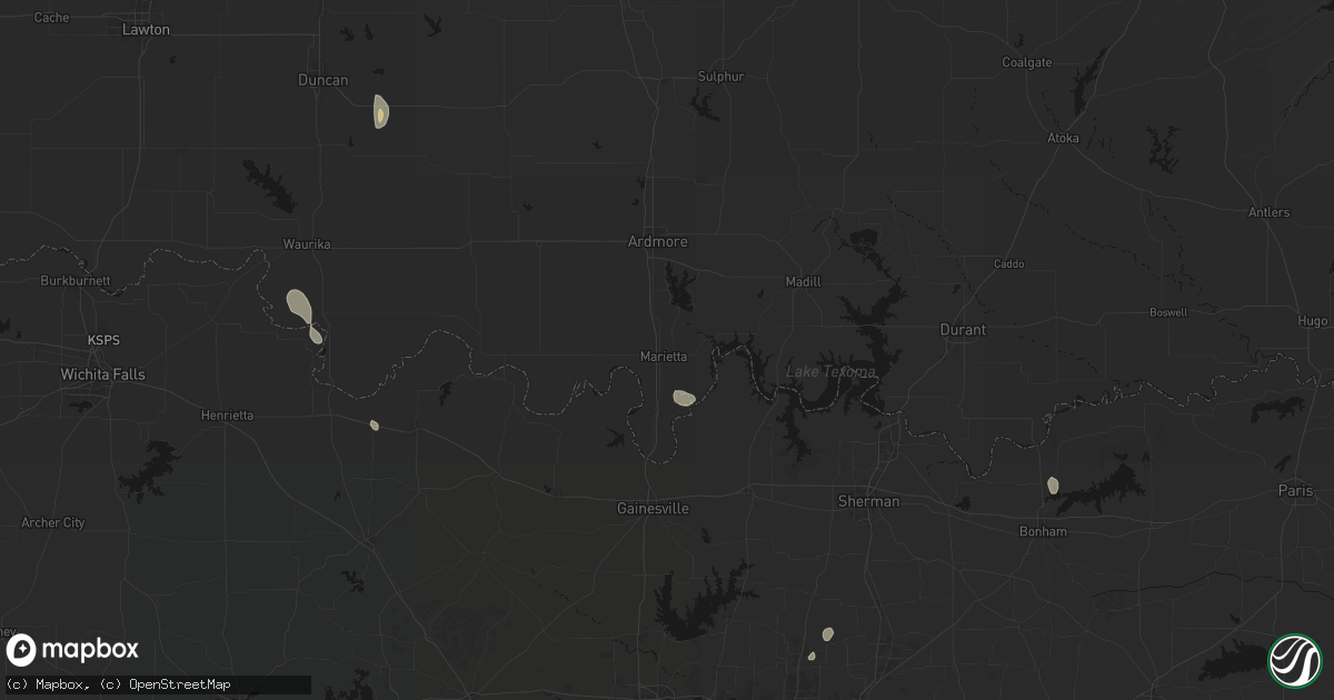 Hail map in Marietta, OK on May 26, 2026