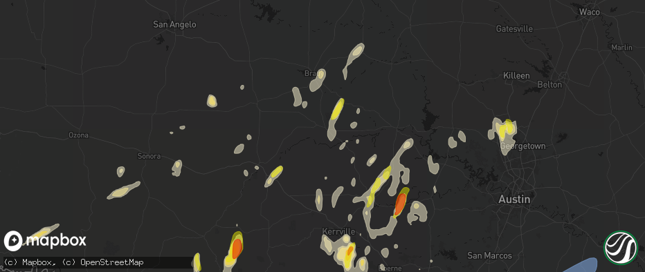 Hail map in Mason, TX on May 26, 2026