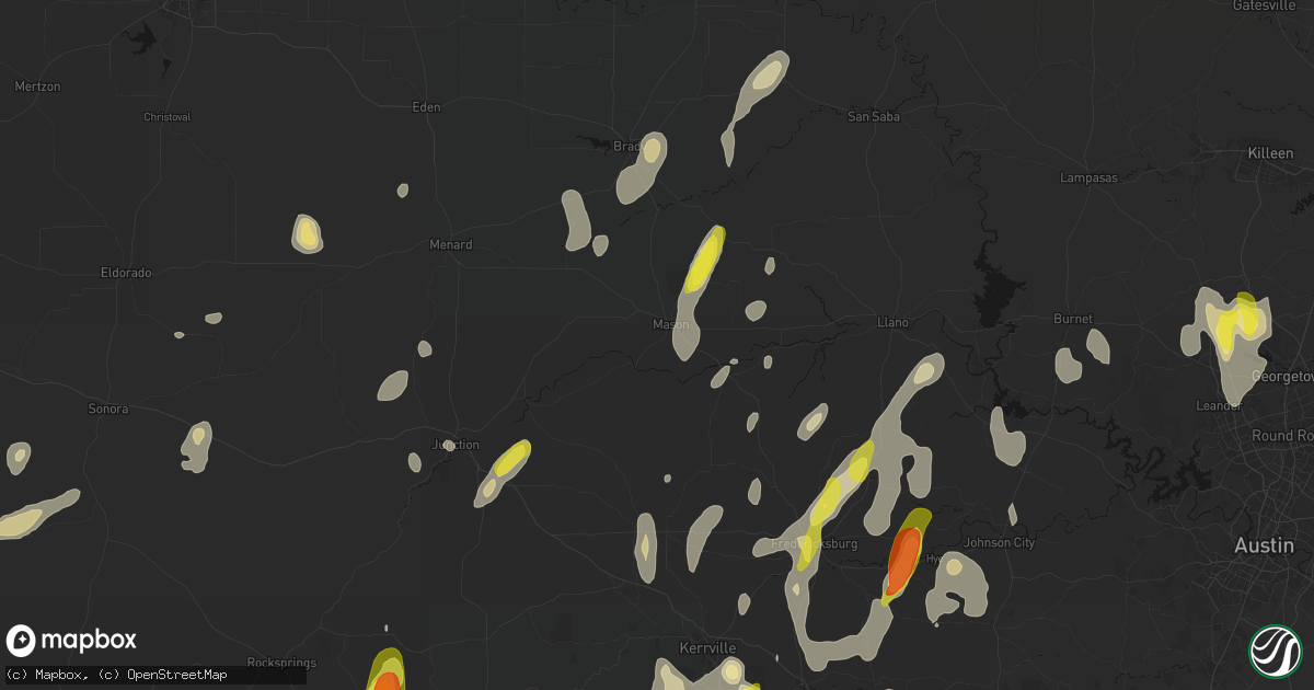 Hail map in Mason, TX on May 26, 2026
