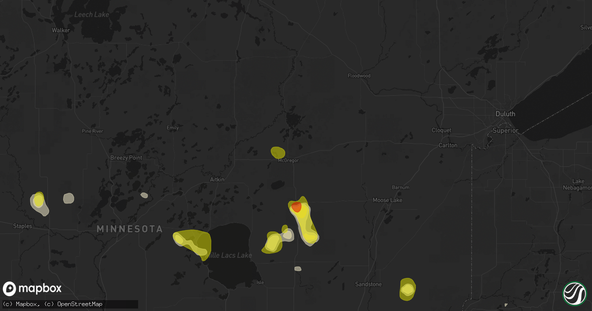 Hail map in Mcgregor, MN on May 26, 2026