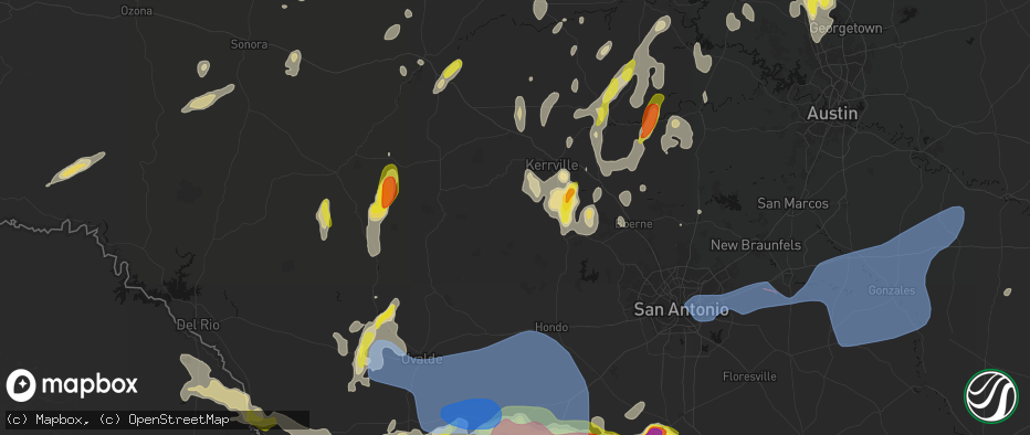 Hail map in Medina, TX on May 26, 2026