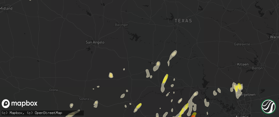 Hail map in Melvin, TX on May 26, 2026