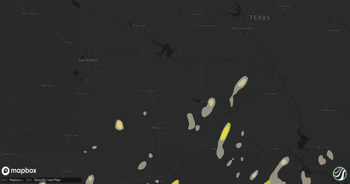 Hail map in Melvin, TX on May 26, 2026