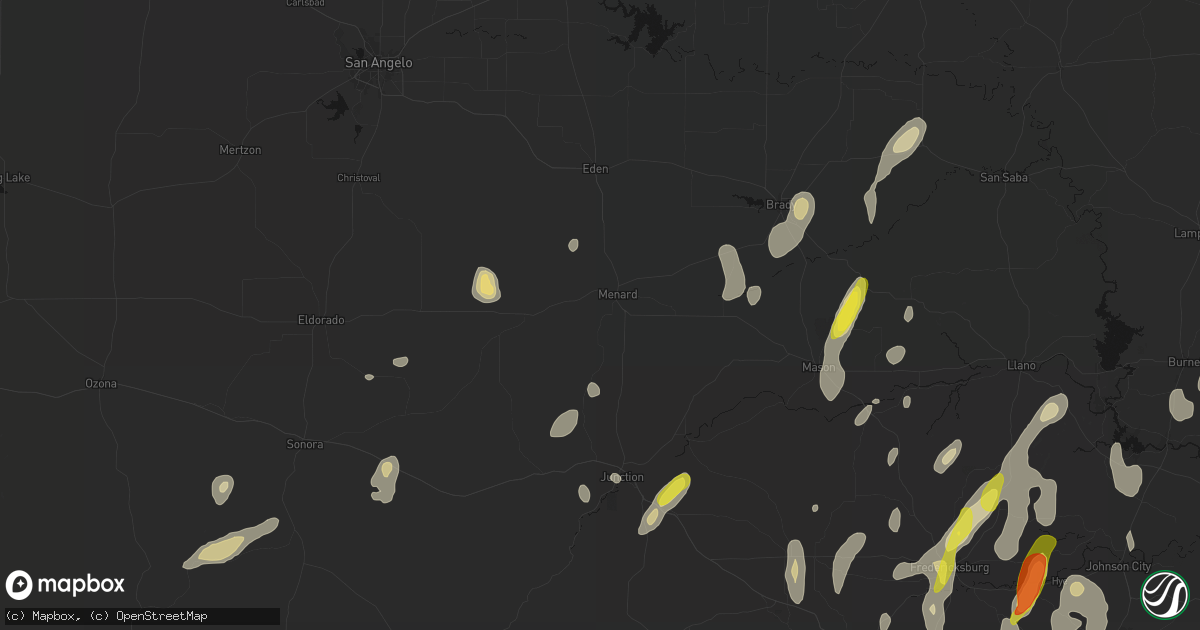 Hail map in Menard, TX on May 26, 2026