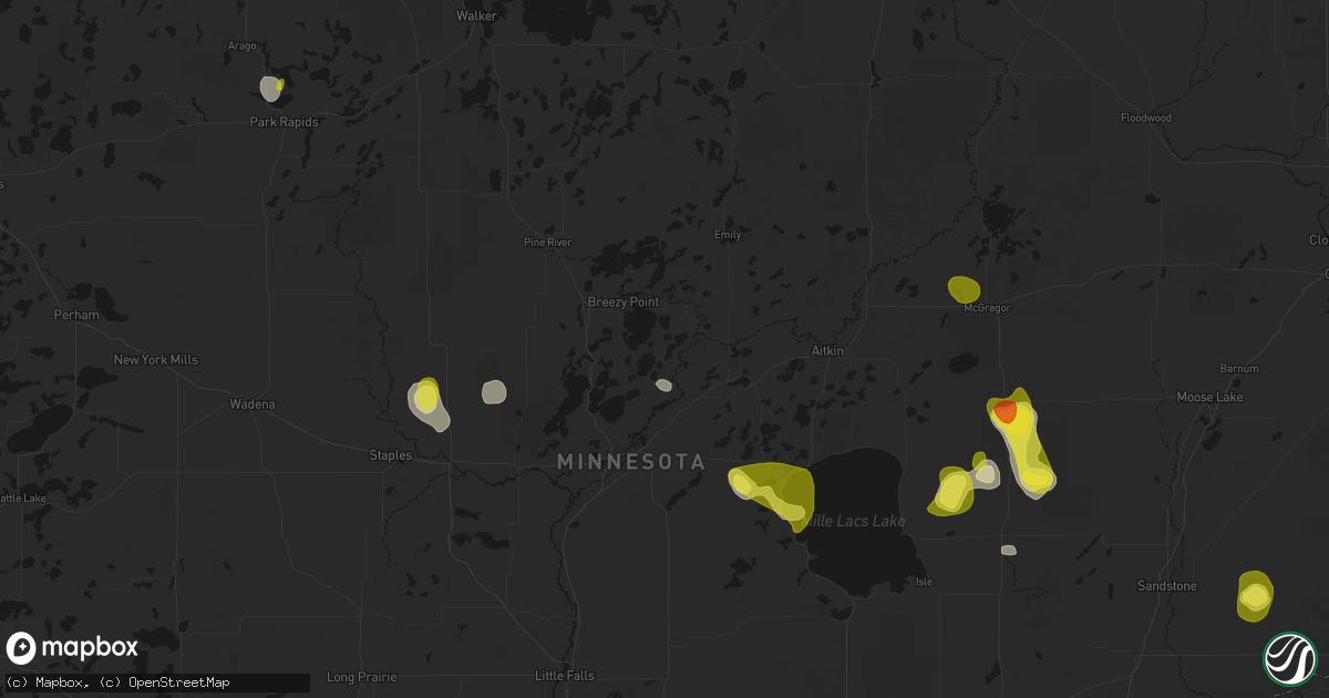Hail map in Merrifield, MN on May 26, 2026