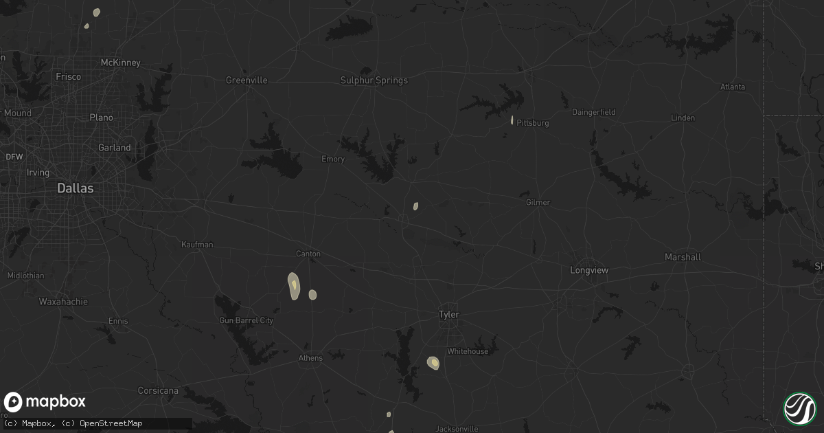 Hail map in Mineola, TX on May 26, 2026