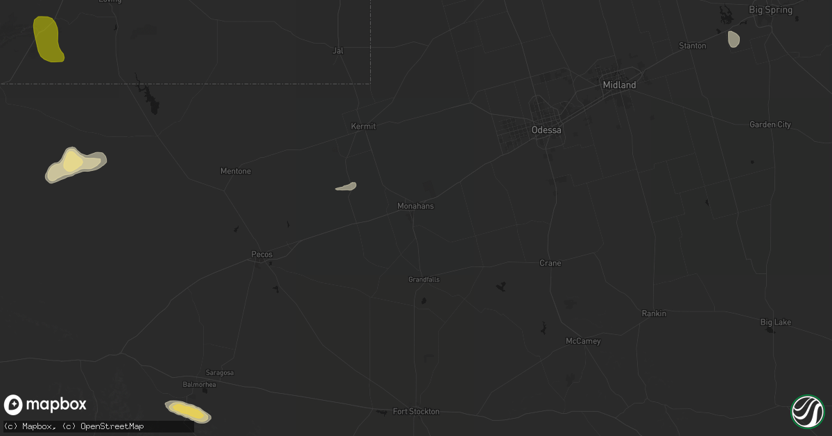 Hail map in Monahans, TX on May 26, 2026