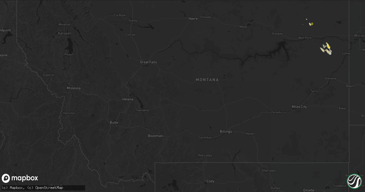 Hail map in Montana on May 26, 2026