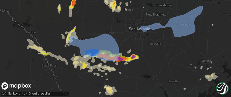 Hail map in Moore, TX on May 26, 2026