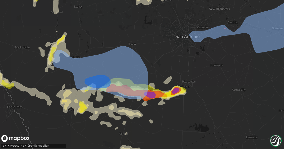 Hail map in Moore, TX on May 26, 2026