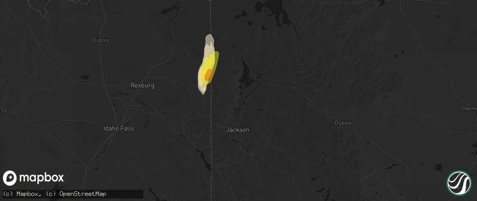 Hail map in Moose, WY on May 26, 2026