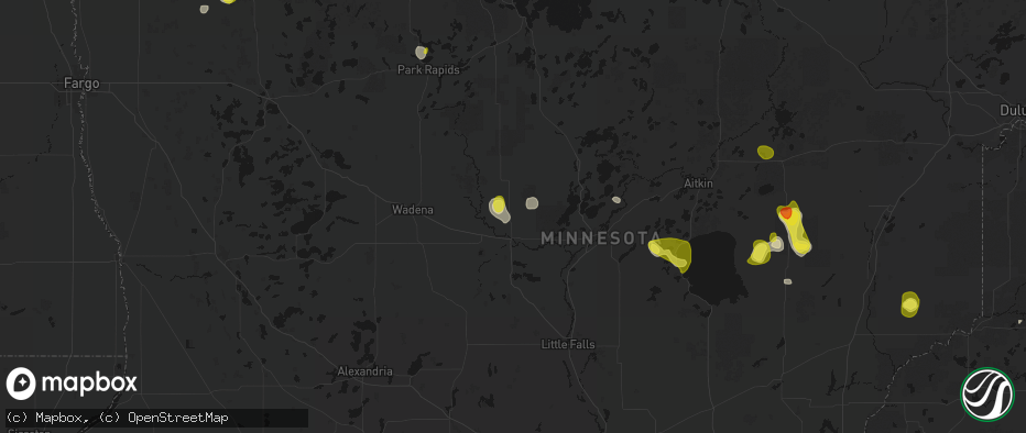 Hail map in Motley, MN on May 26, 2026