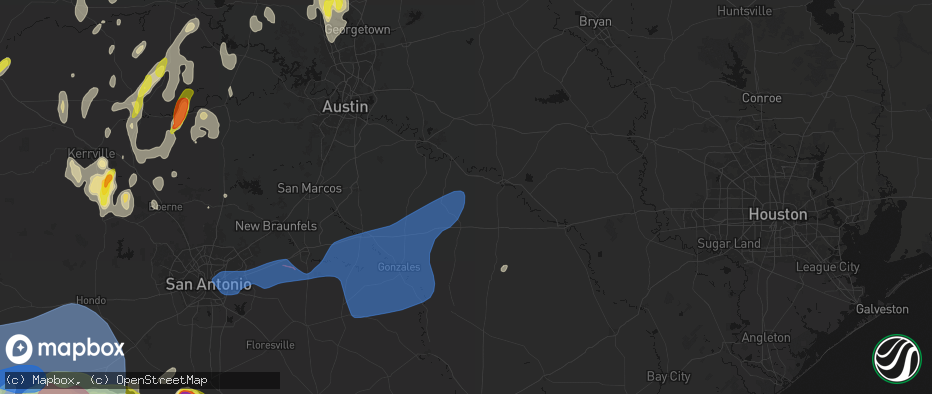 Hail map in Muldoon, TX on May 26, 2026