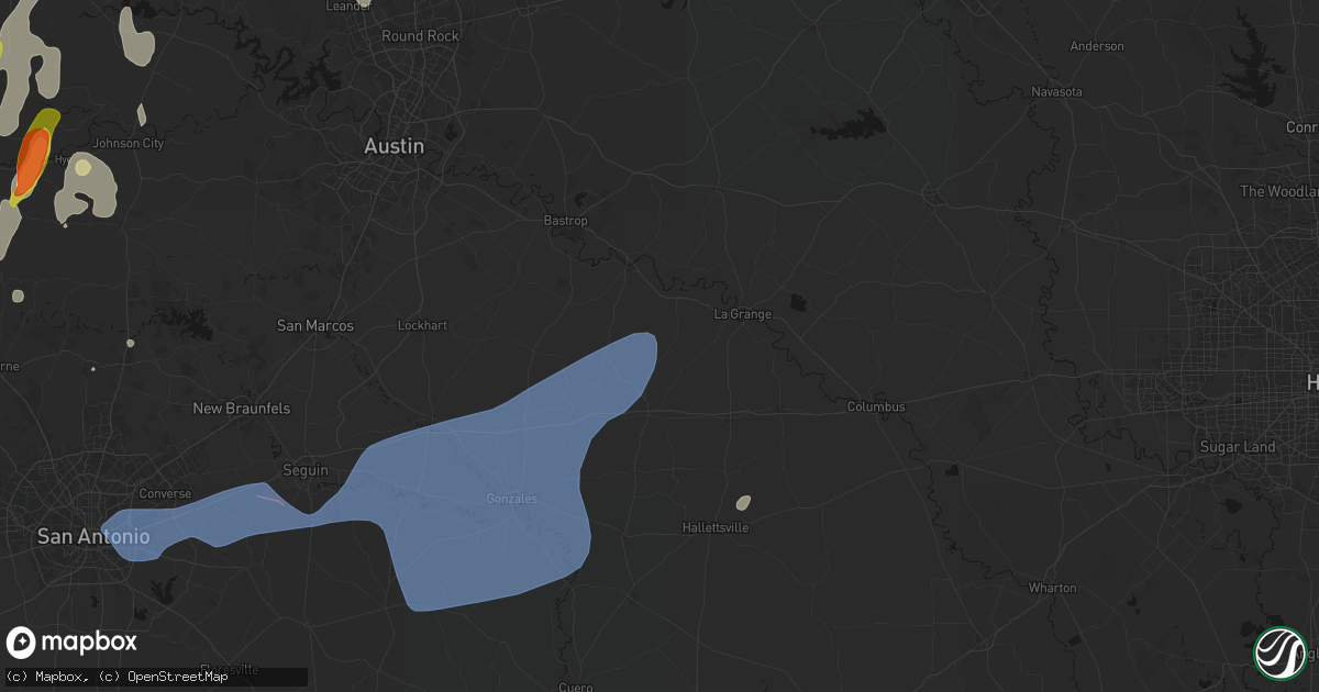 Hail map in Muldoon, TX on May 26, 2026