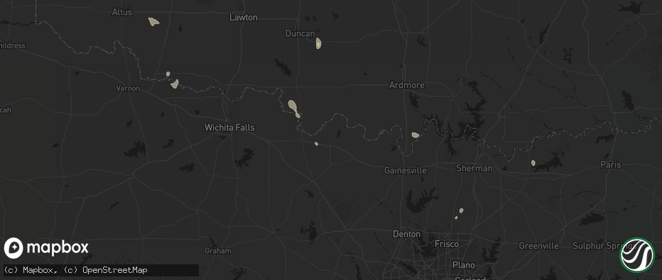 Hail map in Nocona, TX on May 26, 2026