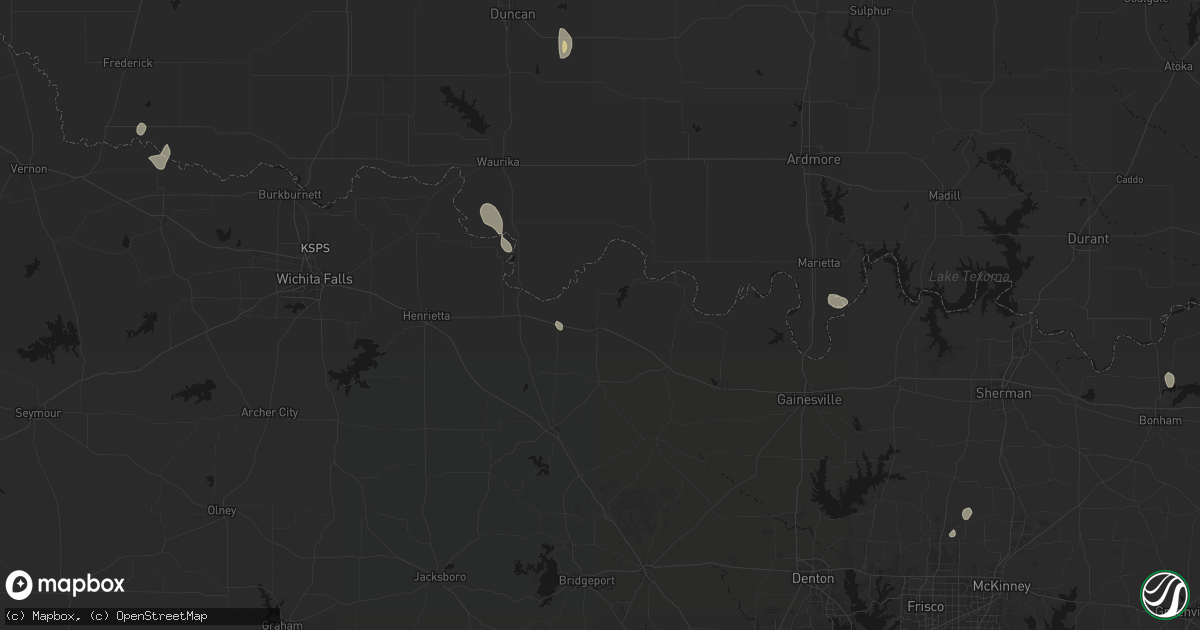 Hail map in Nocona, TX on May 26, 2026