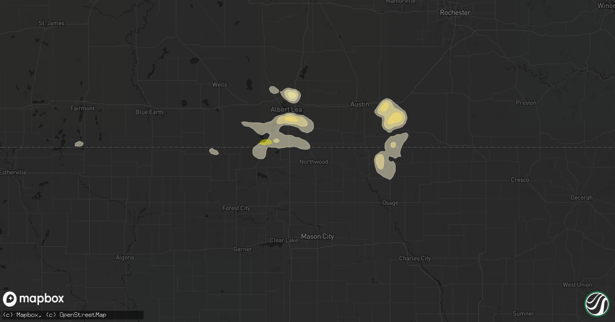 Hail map in Northwood, IA on May 26, 2026
