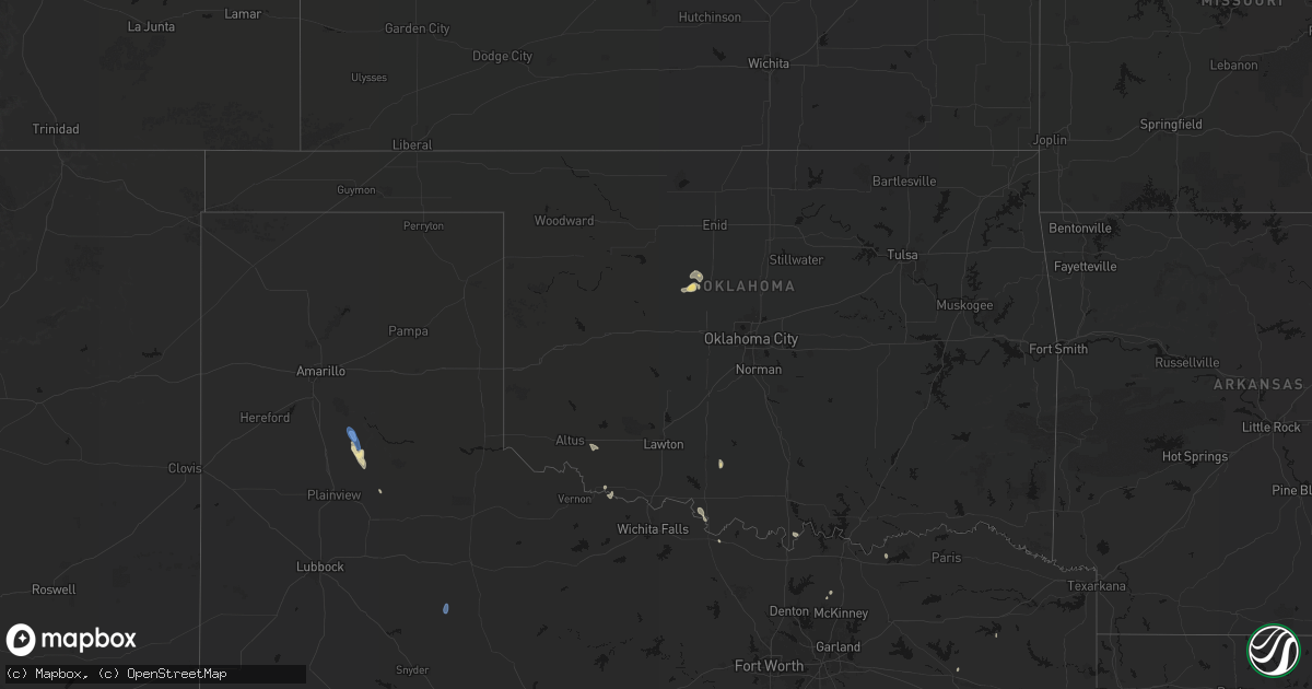 Hail map in Oklahoma on May 26, 2026