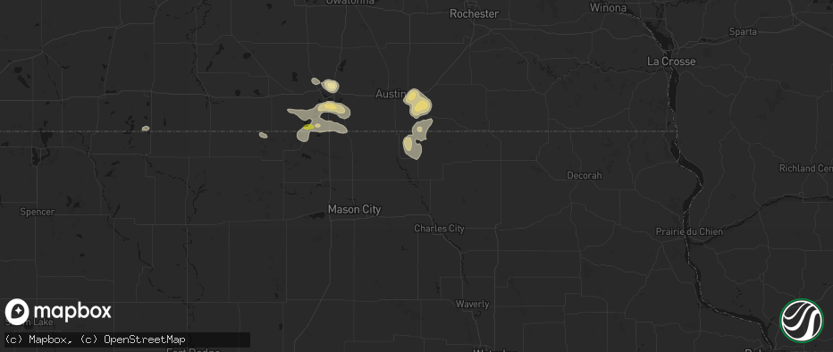 Hail map in Osage, IA on May 26, 2026