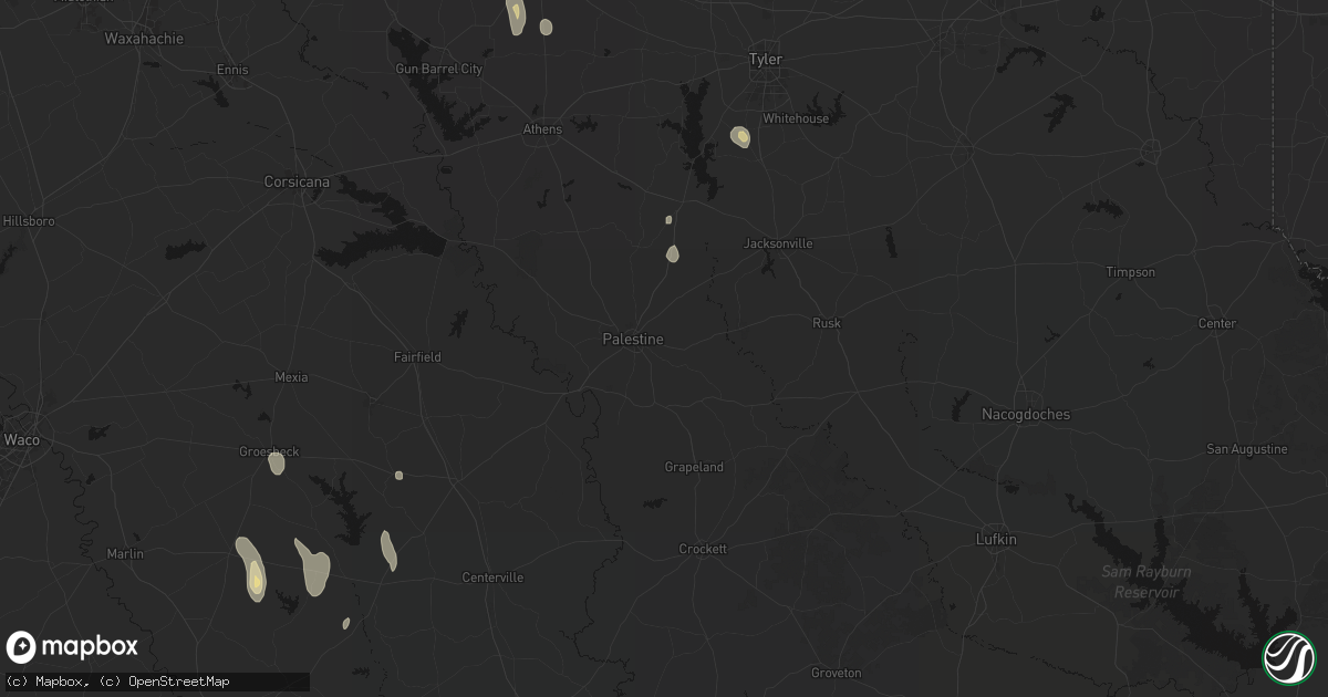 Hail map in Palestine, TX on May 26, 2026