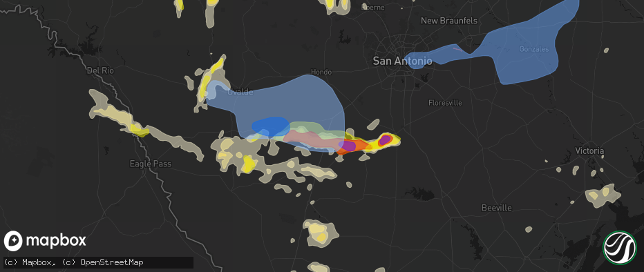 Hail map in Pearsall, TX on May 26, 2026