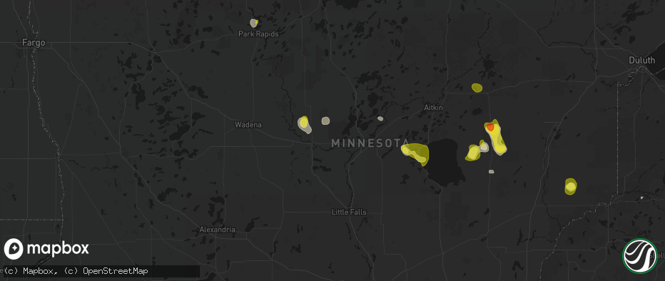 Hail map in Pillager, MN on May 26, 2026