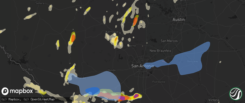 Hail map in Pipe Creek, TX on May 26, 2026