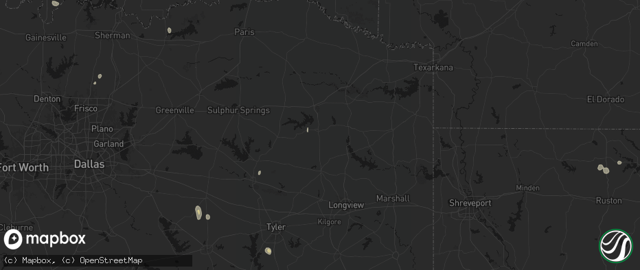 Hail map in Pittsburg, TX on May 26, 2026